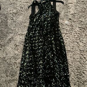 Vince Camuto Black Sequin One Shoulder Dress